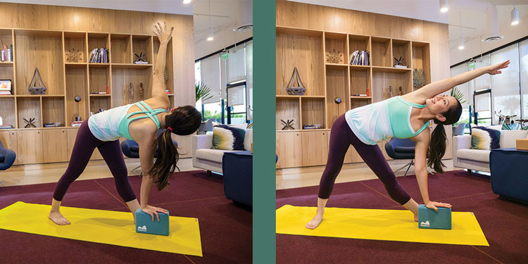 triangle pose yoga block